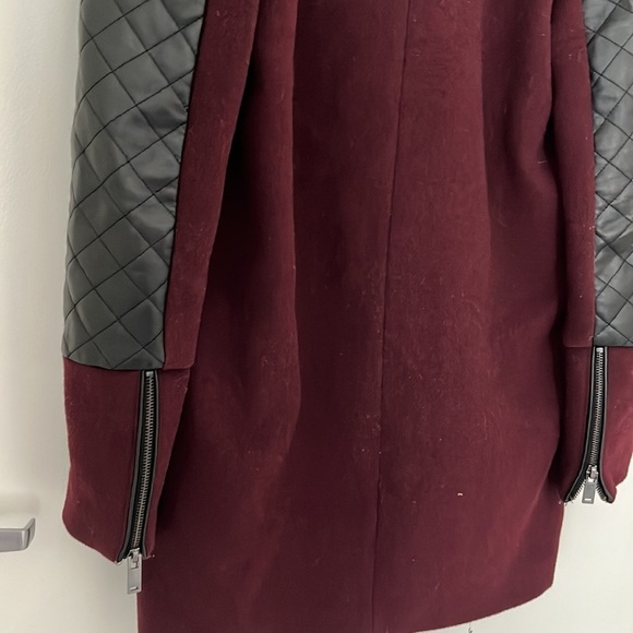 Burgundy Bershka Wool Blend Coat size S - Picture 6 of 7